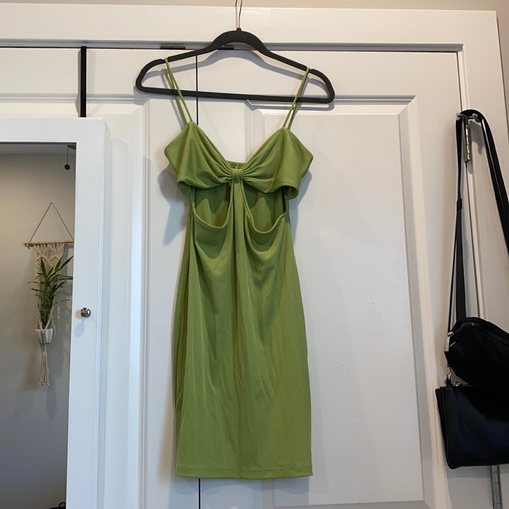 Green cut out dress